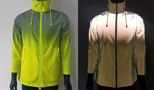 Gradient color reflective fabric for outdoor
